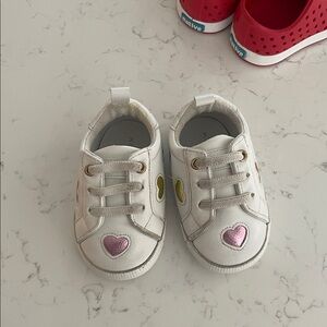 Kurt Geiger White Kids Sneakers with Pink Heart Accents